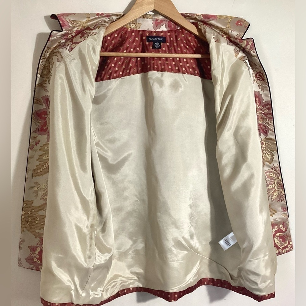 August Max Silk Floral Jacquard Jacket Size 4 Autumnal Sophisticated Chic Fall - Picture 12 of 15